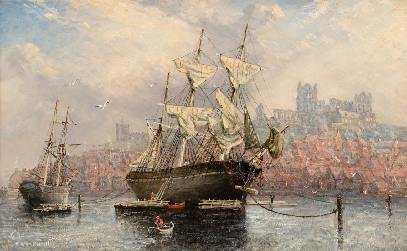 Richard Weatherill (fl. 1870-1900) ''Sylvan in Whitby Harbour'' Signed, oil on panel, 22.5cm by 37cm