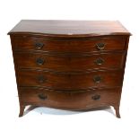 A George III Mahogany and Crossbanded Serpentine Shaped Chest of Drawers, early 19th century, with