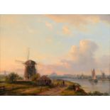 Lodewijk Johannes Kleijn (1817-1897) Dutch River landscape in Summer Oil on panel, 14cm by 19.5cm