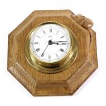 Mouseman: A Robert Thompson English Oak Wall Clock, the octagonal frame with Barigo battery