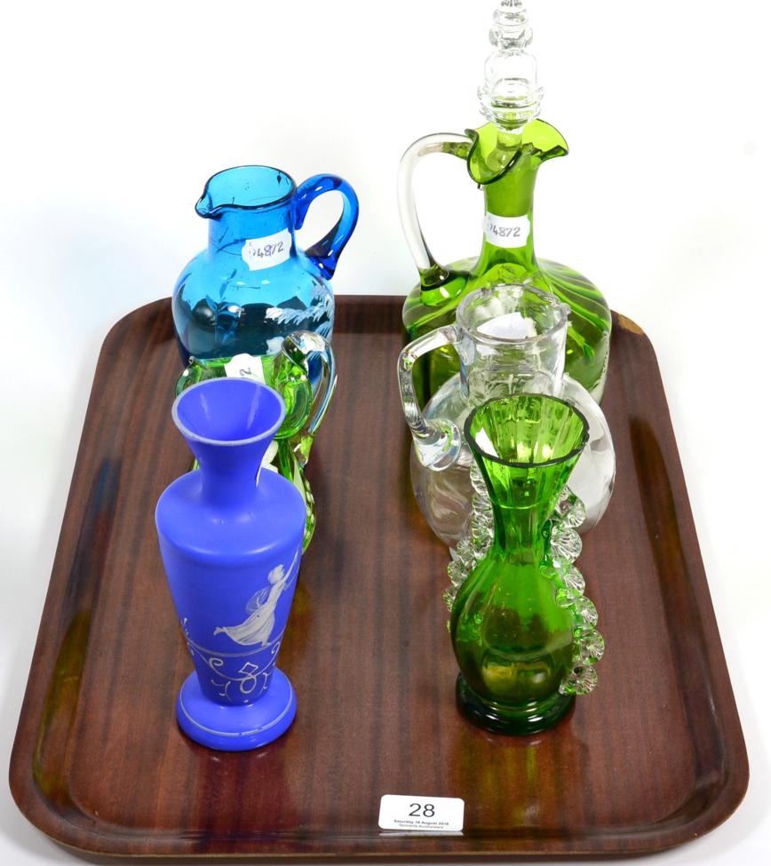 A collection of Mary Gregory glass and style of, some damage (a.f.) (6)