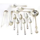 A Victorian silver Albert pattern sauce ladle, Chawner & Co, London 1858; a set fo six bright