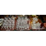 A large assortment of table glasswares with other decorative glass items (three trays)