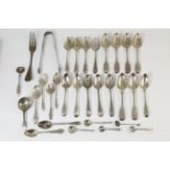 A set of six George III silver fiddle pattern tea spoons, Peter & William Bateman, London 1812; a