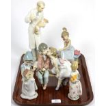 Lladro figures Chit Chat, no. 5466; Veterinarian, no. 4825; A Brushful of Dreams, no. 6891; a Girl