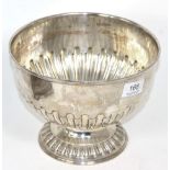 An Edwardian silver pedestal bowl, Stokes & Ireland, London 1903, part fluted and engraved with a