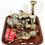 Various silver including two Georgian style sauceboats; a post-box form money box; a pedestal