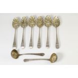 A matched set of six George III silver table spoons, all later decorated to match as ''Berry