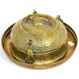 A 19h century Indian chapati box and cover; and a galleried tray