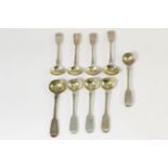 A set of four William IV silver salt spoons, Messrs Lias, London 1835; a pair of Exeter examples;