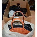 Group of ladies assorted modern and vintage bags and purses, including a Coccinelle orange and black