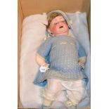 Schoenau & Hofmeister 'Hanna' bisque socket head doll, with sleeping brown eyes, open mouth,