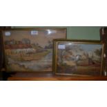 A. Blackburn (19/20th century) 'Markington', a pair, signed, watercolours, 25cm x 36cm; with a