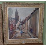 Ronald Ossory Dunlop (1894-1973) Irish, Street scene with figures, signed, oil on canvas, 61.5cm