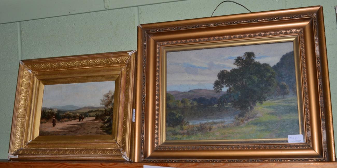 J Clifton Jones RCA (19th century) River landscape, signed, oil on board, together with a further