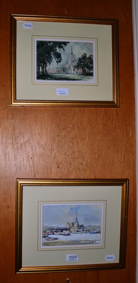 R W Aldridge, Ashwell; Rochester from the Medway, two watercolours, one with artist's dedication