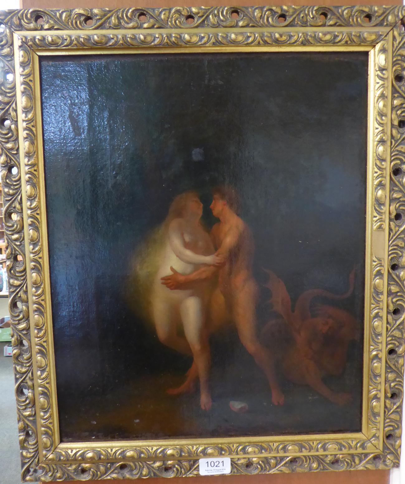 Continental School (19/20th Century), Adam and Eve, oil on canvas, 44cm by 36cm - Image 2 of 3