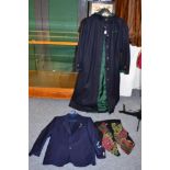 Gents Jaeger navy jacket and striped tie, Basler sequin and bead evening waistcoat, Julius Lang