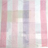Late 19th Century Strippy Quilt, with panels of pink and mauve cotton, pieced pink cottons to the
