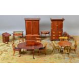 Escutcheon Miniatures Set of Four Regency Dining Chairs, with red leather seats, bearing