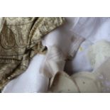 Assorted White Cotton and Damask Table Linen, including napkins, table cloths, embroidered and cut