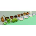 Assorted Dolls House Miniature Accessories, including a Stokesay Ware Sovereign Blue rectangular