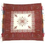A 19th Century French Shawl possibly Nimes, woven with paisley designs to the border leading to