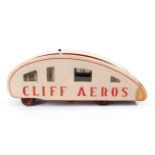 Original Alcetty Slip Stream Style Dolls Caravan 'Cliff Aeros', with lift off roof, enclosing