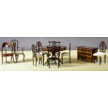 C J Traill Hill 1/12th Scale Dolls House Furniture, comprising a mahogany drum table with four