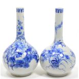 A pair of Chinese blue and white bottle vases