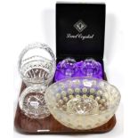 A Lalique glass bowl (a.f.) with a boxed Edinburgh crystal goblet set and others