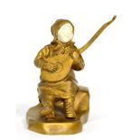 An early 20th century gilt bronze and ivory figure of a musician13cm high. Estimate £200-£300.