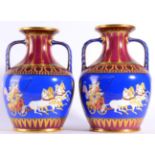 A Pair of Hill Pottery Co Portland Vases, circa 1860, printed and overpainted with classical