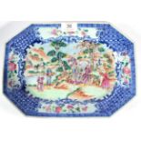 A Chinese Porcelain Platter, Qianlong, of canted rectangular form, painted in famille rose enamels