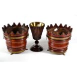 A Pair of Regency Style Coopered and Brass Bound Planters, late 19th century, of staved construction