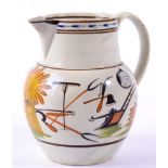 A Pratt Type Pearlware Jug, circa 1800, painted in colours with farming influence and a sheaf of