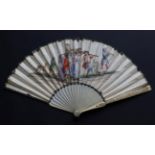 An Early 18th Century Ivory Fan, with carved guards, plain gorge and fairly bulbous head. The