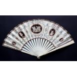 An 18th Century Ivory Fan, with cream vellum leaf, mounted à l'Anglaise, the monture quite plain