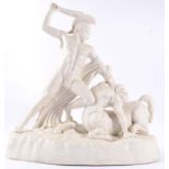 A Keys & Mountford Parian Figure of Theseus Slaying the Centaur, circa 1855, the helmeted figure