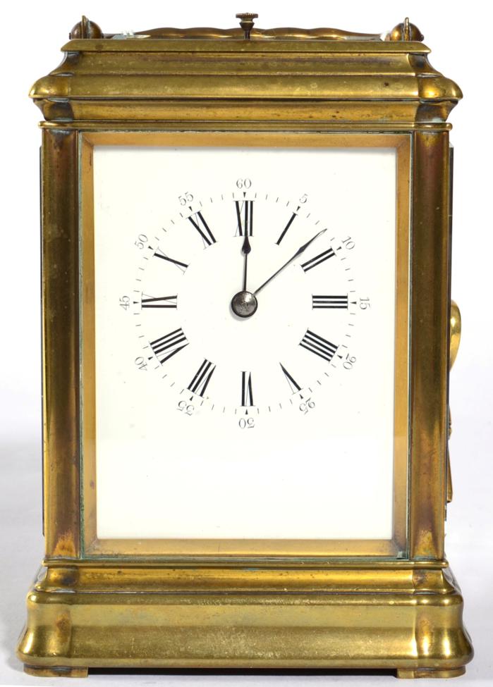 A Brass Striking and Repeating Carriage Clock, stamped Soldano on the Platform Escapement, circa