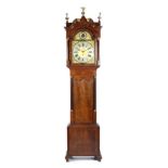 A Mahogany Chiming Longcase Clock, swan neck pediment, Corinthian capped columns and pilasters,