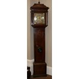 An Oak Eight Day Longcase Clock, caddied pediment, arched trunk door with a later lenticle, 12-