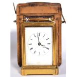 A Gilt Brass Striking and Repeating Carriage Clock, signed Aubert & Klaftenberger, Geneve, circa