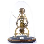 A Brass Skeleton Mantel Timepiece with Passing Strike, circa 1880, single fusee movement with an