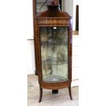 A Mahogany, Boxwood Strung and Marquetry Inlaid Free-Standing Corner Cupboard, late 19th/early