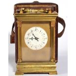 A Brass Striking and Repeating Carriage Clock, retailed by Gibson & Co, Paris, circa 1900,