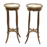 A Pair of Late 19th/Early 20th Century Beech Octagonal Shaped Jardinière Stands, with pink and