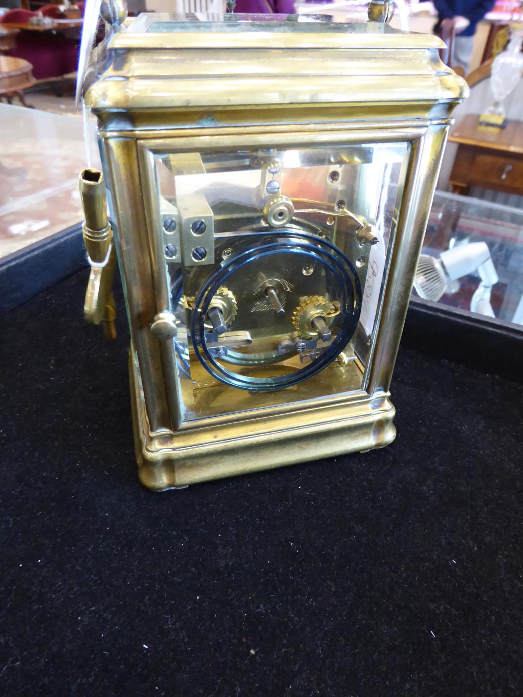 A Brass Striking and Repeating Carriage Clock, stamped Soldano on the Platform Escapement, circa - Image 4 of 7