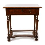 A Walnut and Boxwood Strung Side Table, in William & Mary style, the quarter-veneered top above a