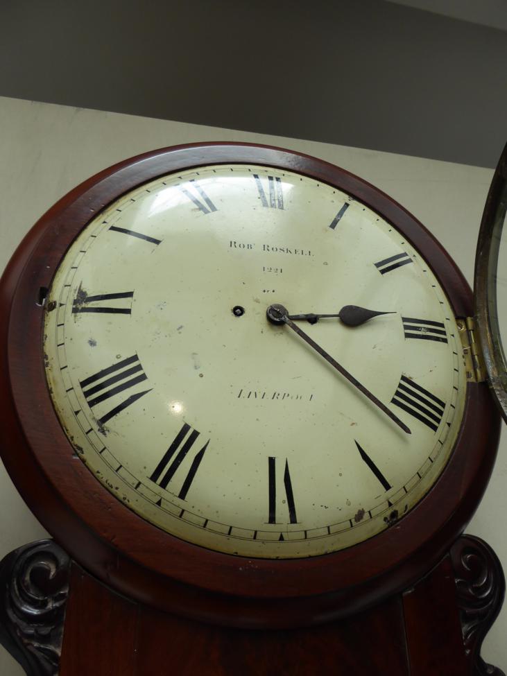 A Good Mahogany Drop Dial Striking Wall Clock, signed Robt Roskell, Liverpool, Number 1221, circa - Image 8 of 18